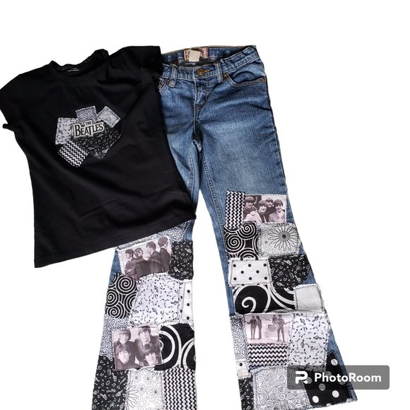 One Of a Kind Customized Girls BEATLES Outfit 6X-7 Fab Four - Picture 1 of 12